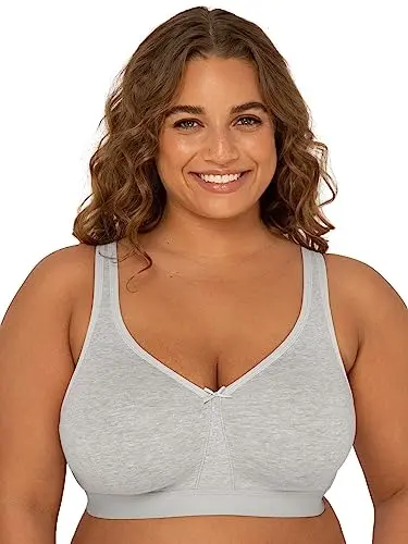 Fruit of the Loom plus size wireless cotton bra in heather grey