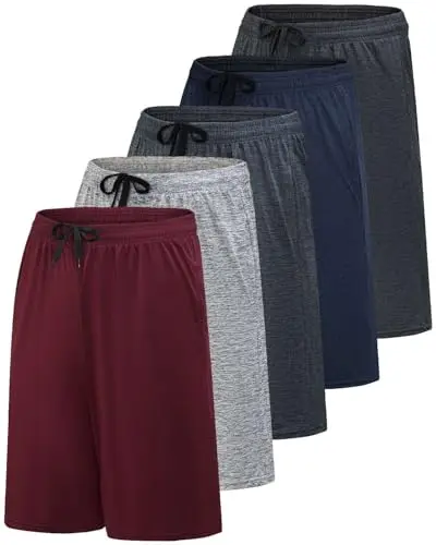 Real Essentials 5-pack men's dry-fit shorts in multiple colors