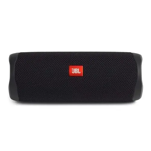 JBL Flip 5 Bluetooth speaker with cylindrical design and waterproof build