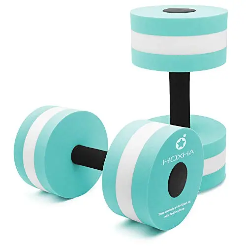 HOXHA cyan colored water dumbbells with secure grip handles