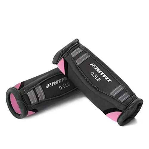RitFit pink soft hand weights with reflective straps