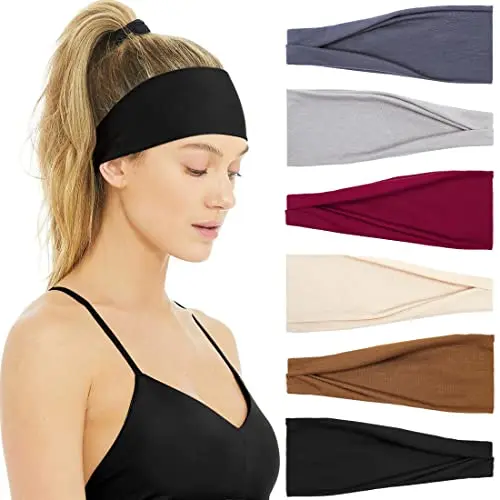 Huachi wide non-slip headbands for women's workouts