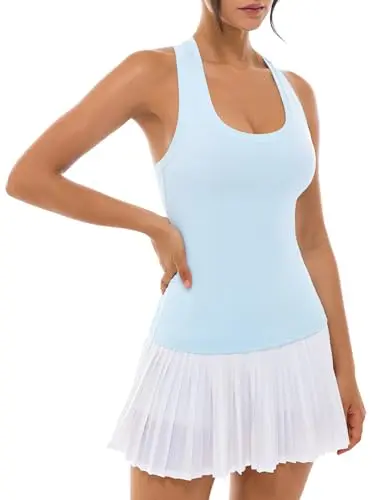 UKASTE women's racerback yoga workout tank top in sky blue