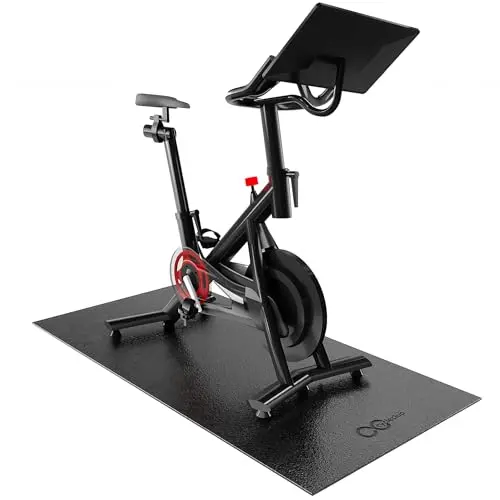 Cycleclub exercise bike mat protecting wood floor under stationary bike