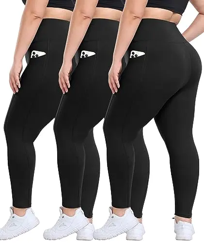 Syrinx 3-pack plus size high-waisted leggings with pockets