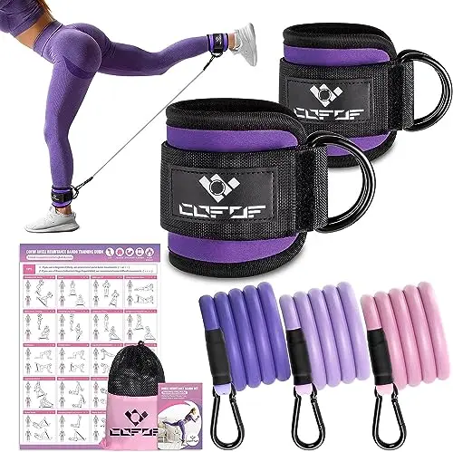COFOF ankle resistance bands set with cuffs for glute workouts