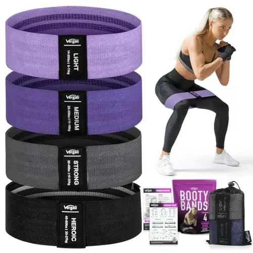 Workout Bands 4-pack fabric resistance bands for legs and hips