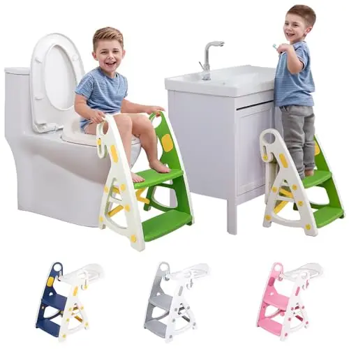 Beavtaens green potty training seat with adjustable ladder
