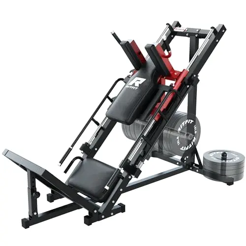RitFit leg press hack squat machine in red with linear bearings