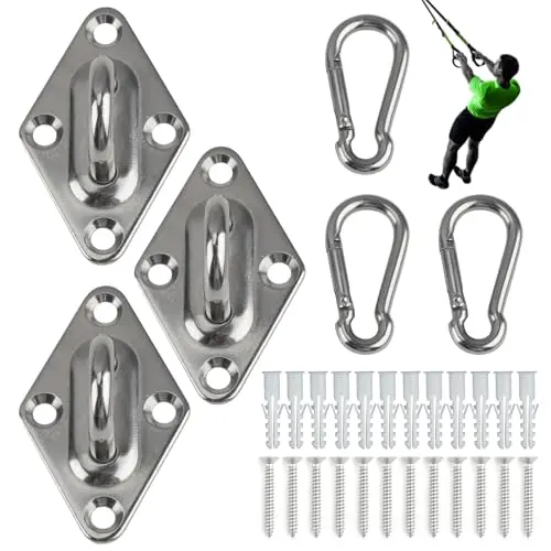 HOESLAW stainless steel resistance band wall mounts installed at different heights