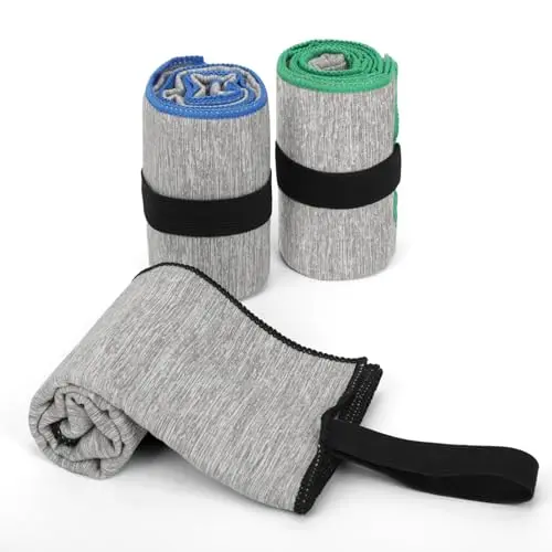 NUOYEE three-pack microfiber gym towels with elastic strap