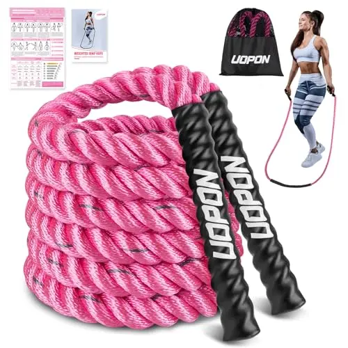 UOPON weighted jump rope for women with pink handles and training materials