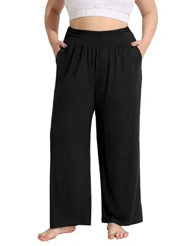 FOREVER plus size wide leg yoga pants with pockets