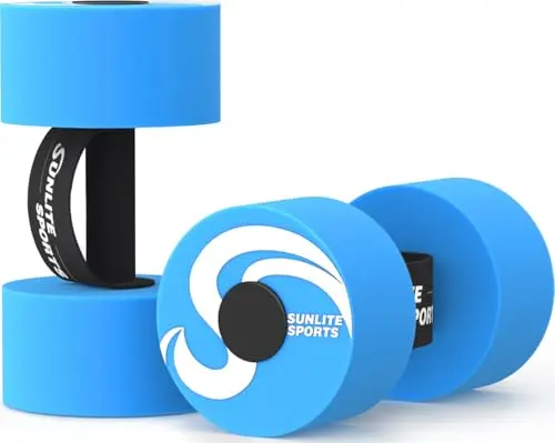 Sunlite Sports water dumbbells in aqua blue with comfortable grips