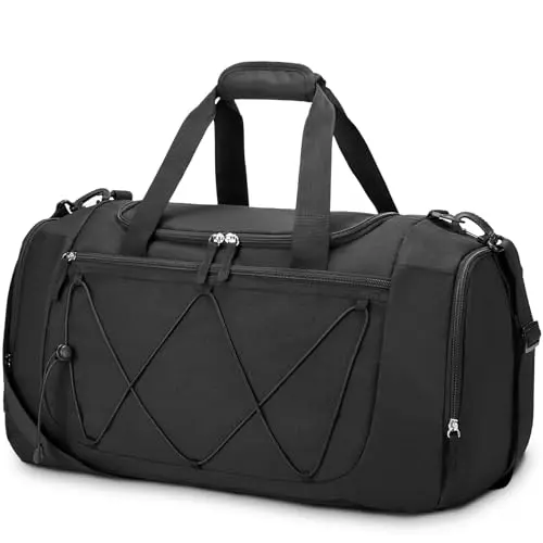 Vorspack black gym duffel bag with shoe compartment