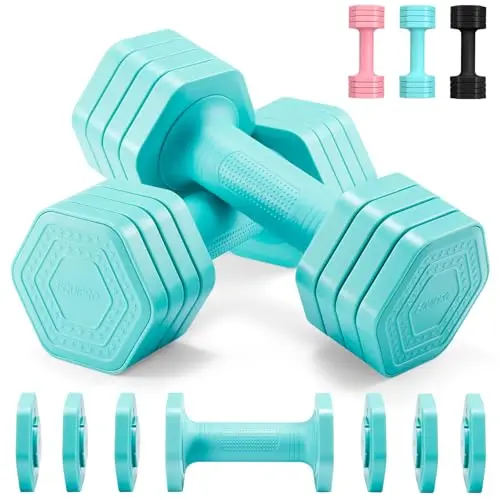 EQUIPRO blue adjustable dumbbell set with soft TPU handles