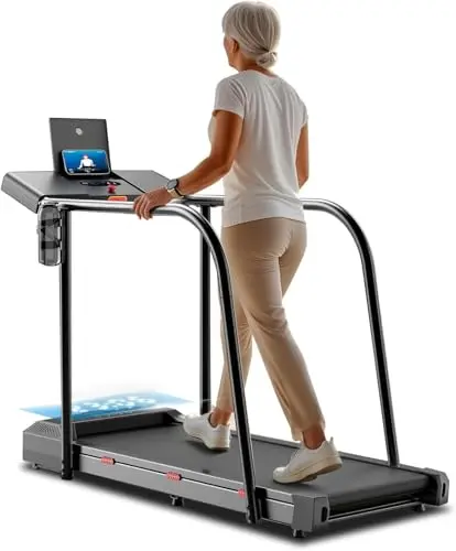 Yesoul treadmill with long handles and emergency safety features