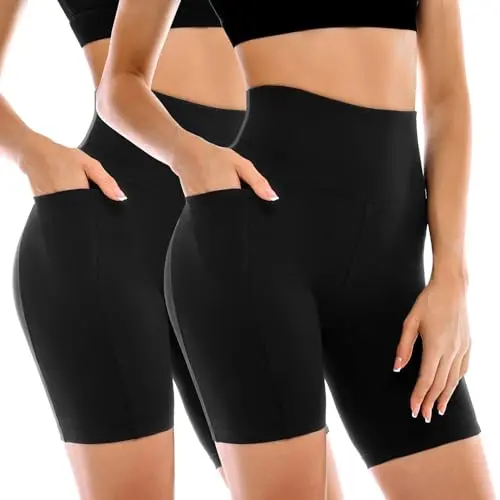 Leafigure women's 2-pack biker shorts with pockets for workout