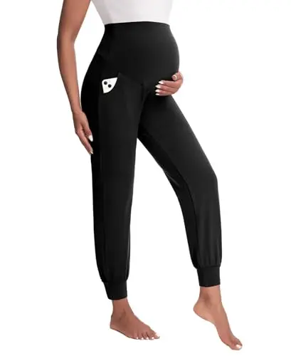 HAPPY.ANGEL women's maternity jogger pants in black