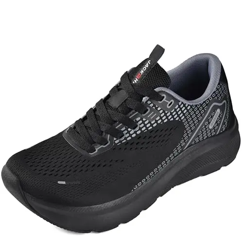 JACKSHIBO men's wide toe box running shoes in black