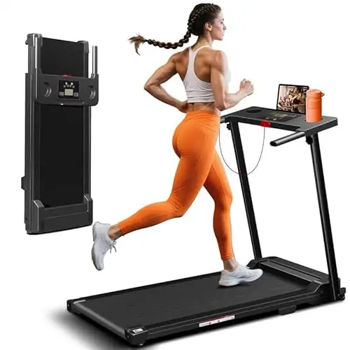 ApexNexus folding treadmill with cup holders and LED display