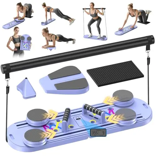 MOVOCA foldable Pilates reformer board with multiple attachments