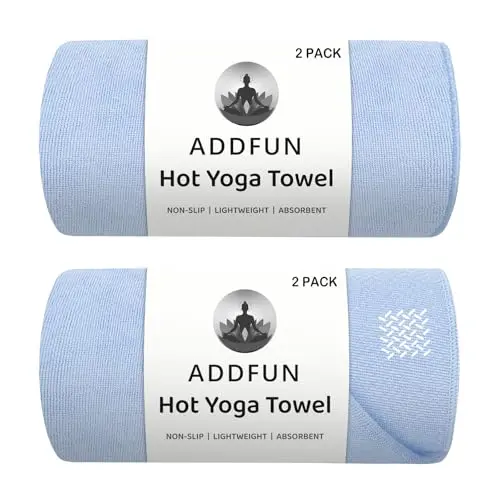ADDFUN 2-pack yoga towels with non-slip grip
