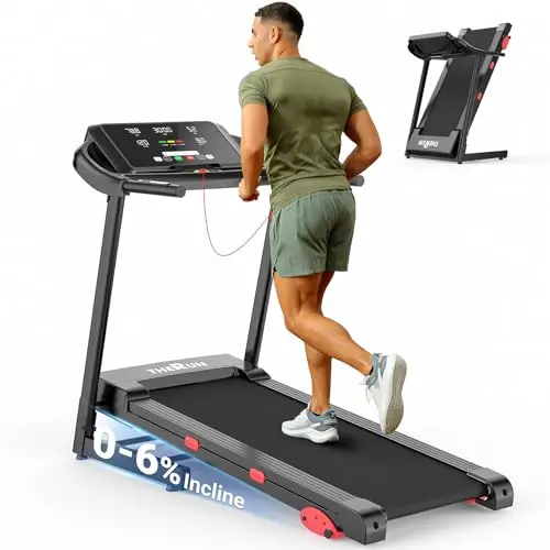 THERUN treadmill with manual incline and heart rate sensors