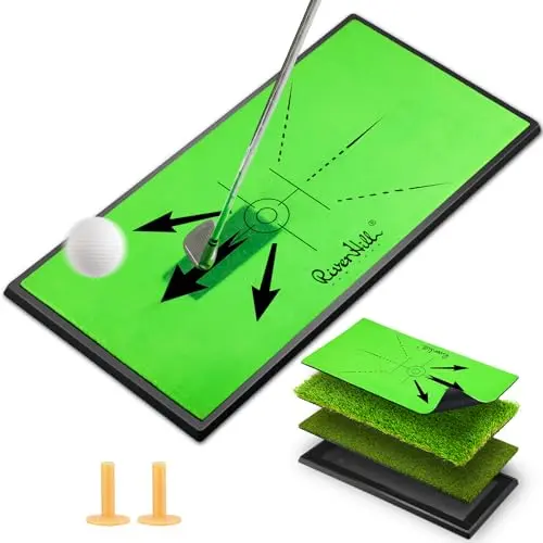 River Hill Golf modular training mat with swing path visuals