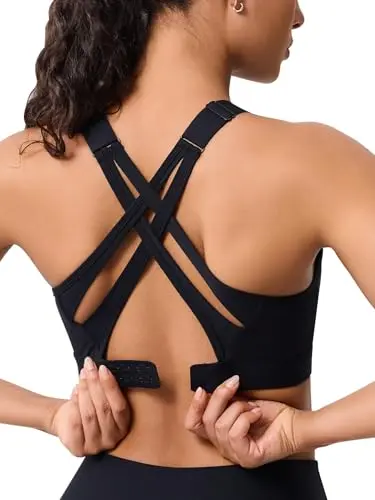 High impact sports bra for women with adjustable straps and back closure