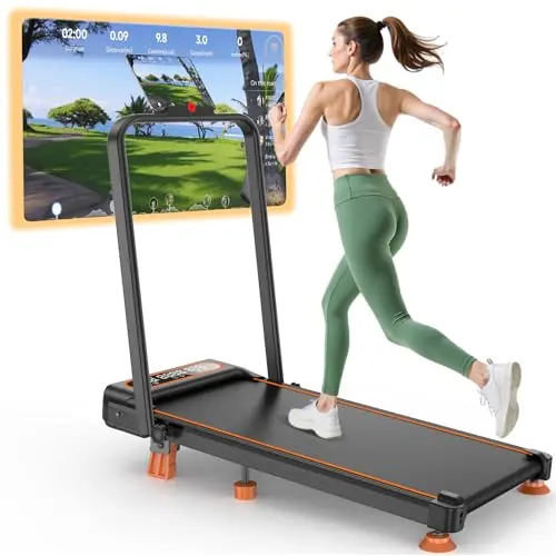 Trisomy folding treadmill with incline and handle bar